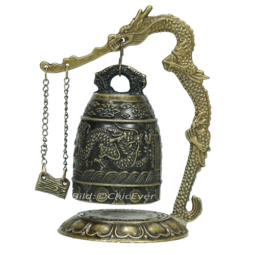 Koreanische Glocke mit Drachen in Antik-Look Stehglocke 4171 - zum Schließen ins Bild klicken